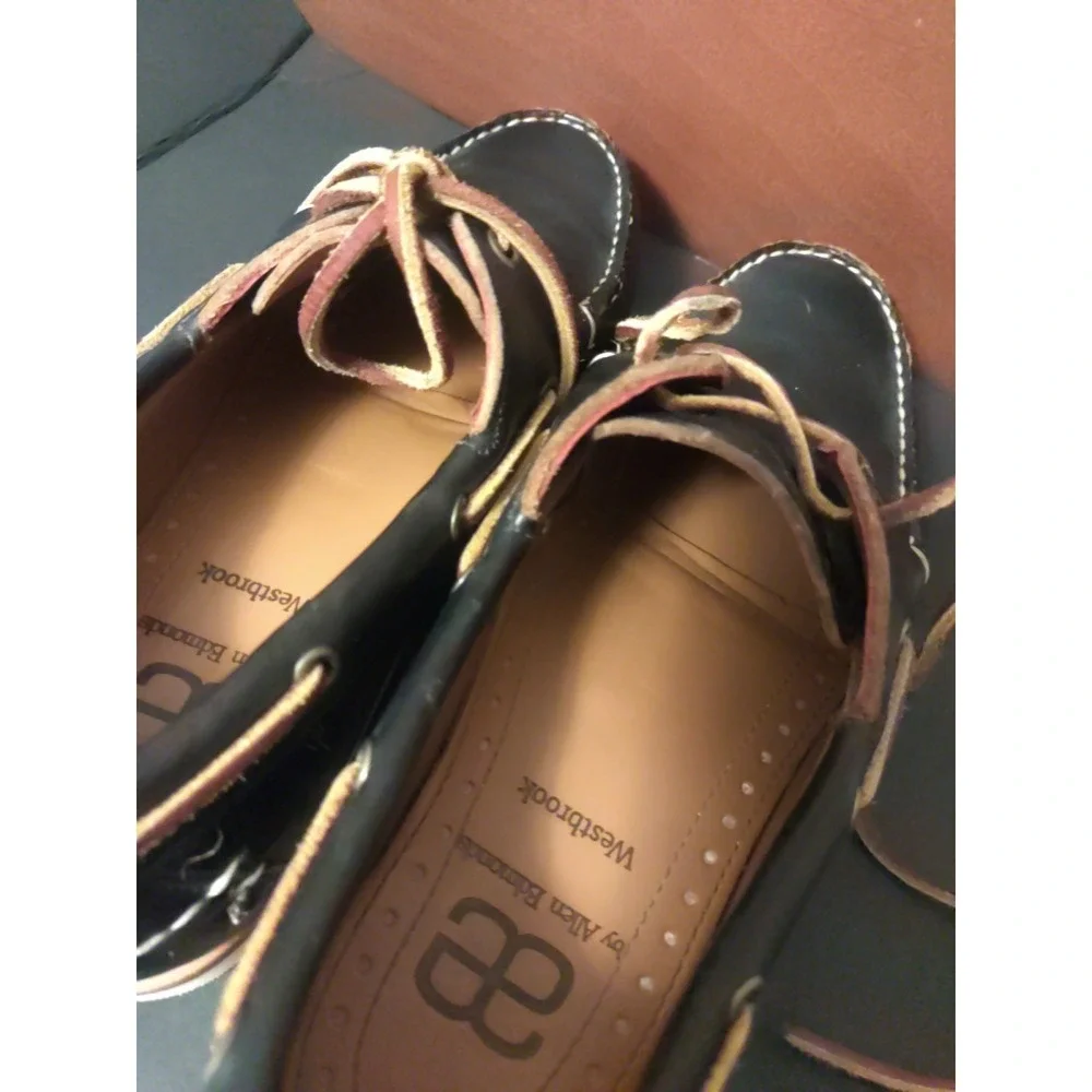 Allen Edmonds Men Blue Westbrook Leather Boat Two Eyelet Casual Shoes‎ Size 8.5